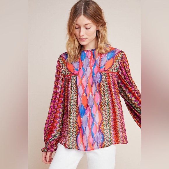 NWT ANTHROPOLOGIE Bl-nk London Miranda Peasant Blouse size S (Oversized)